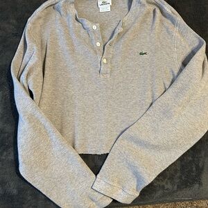 Lacoste Light Gray Waffle Knit Henley
